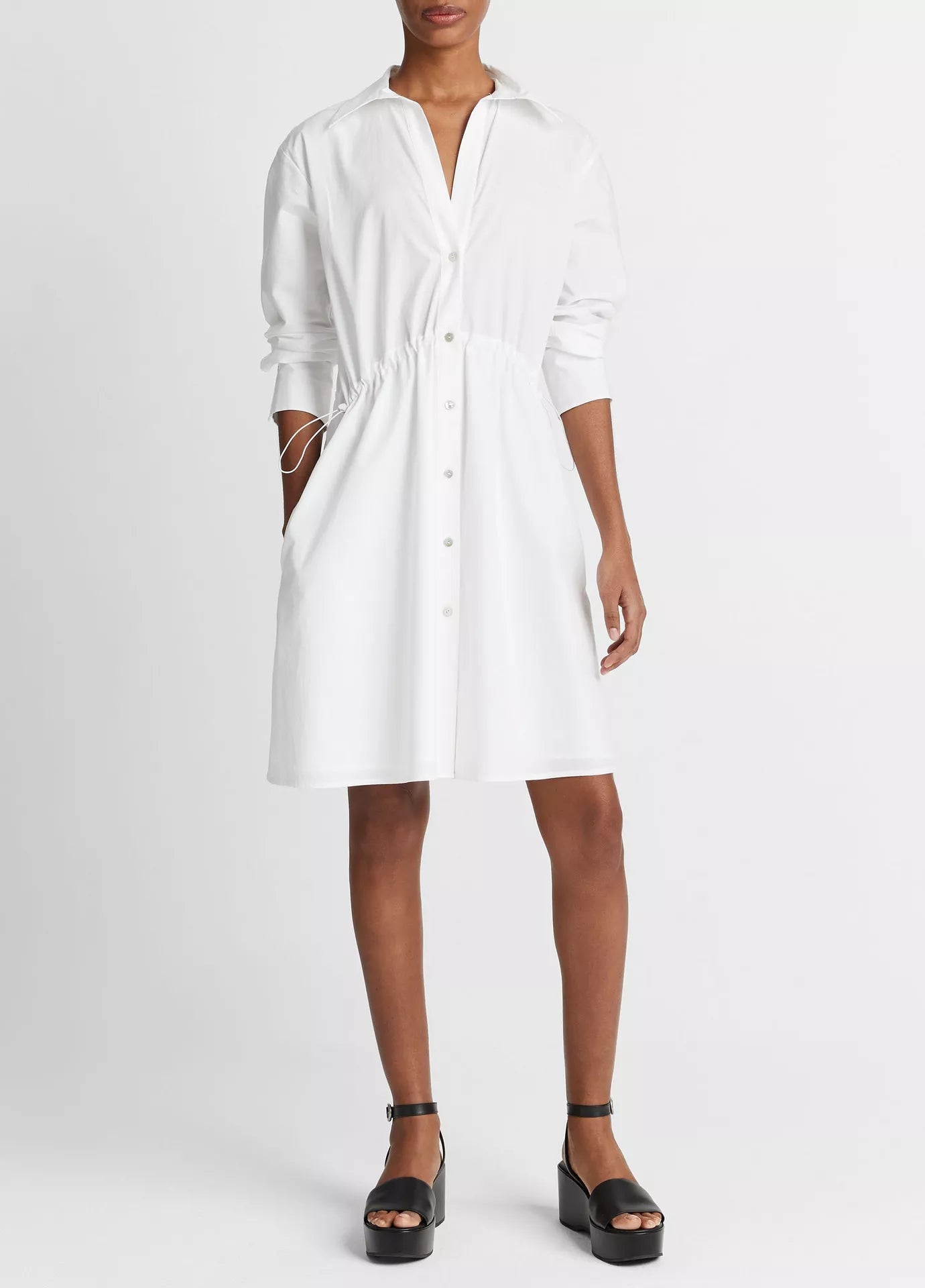 Drawcord Shirt Dress