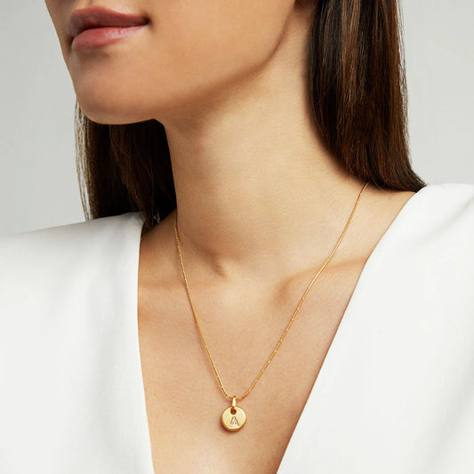 Pave Initial Necklace in Gold
