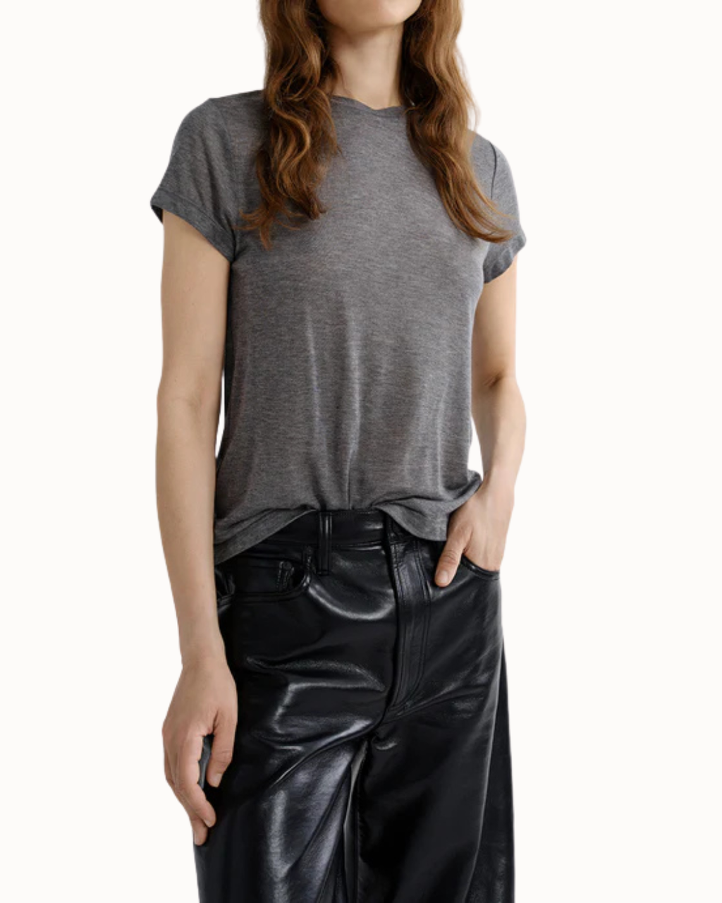 Long Line Adine Tee - Grey Heather