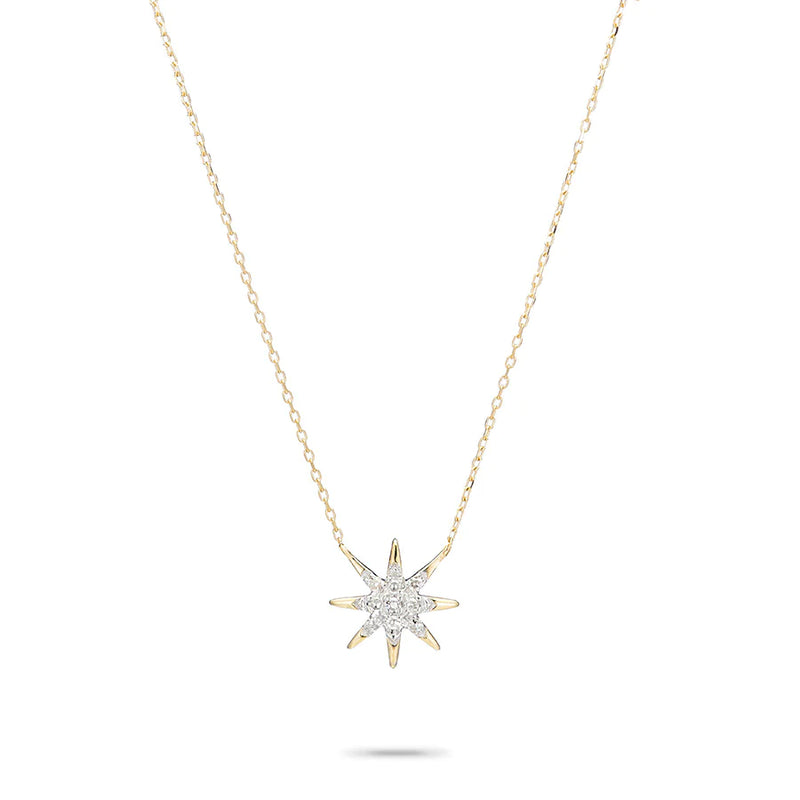 Adina Reyter Solid Pave Starburst Necklace in Gold