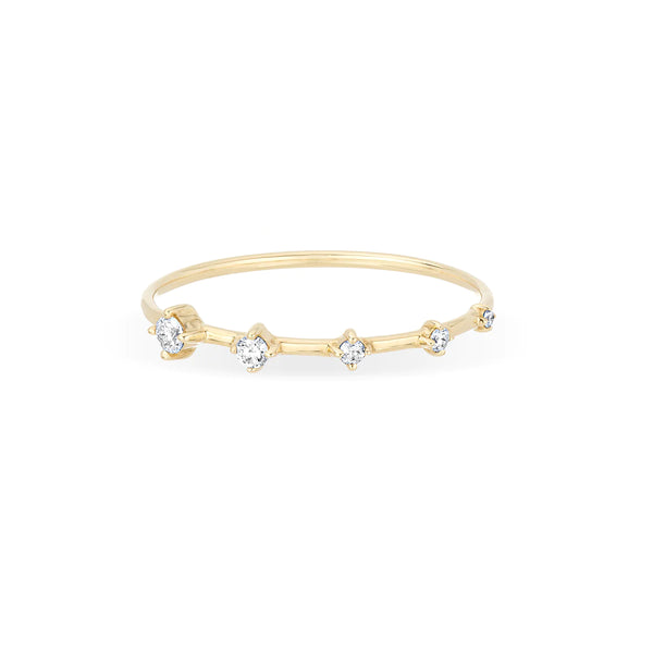 Tiny 5 Diamond Stacking Ring in Gold