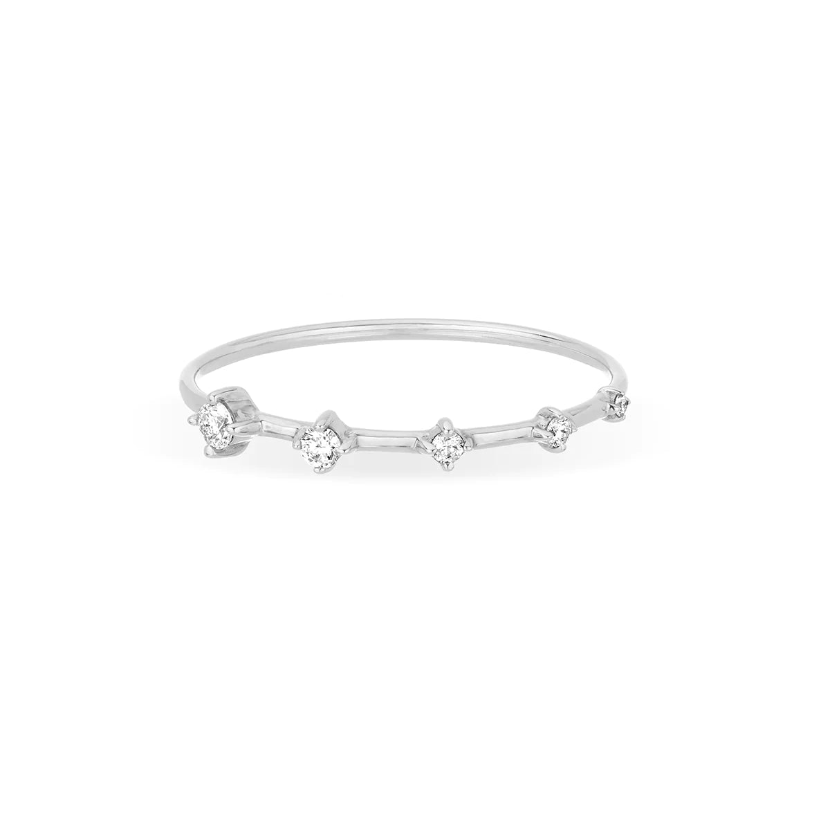Tiny 5 Diamond Stacking Ring in Silver