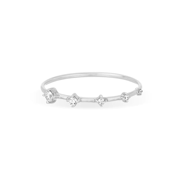 Tiny 5 Diamond Stacking Ring in Silver
