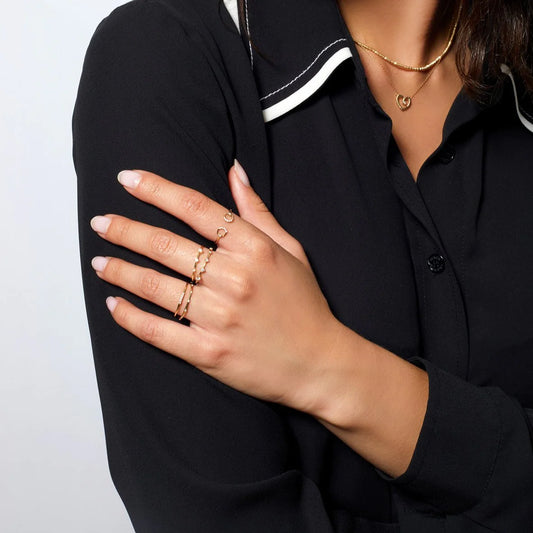 Pave Dash Stacking Ring in Gold