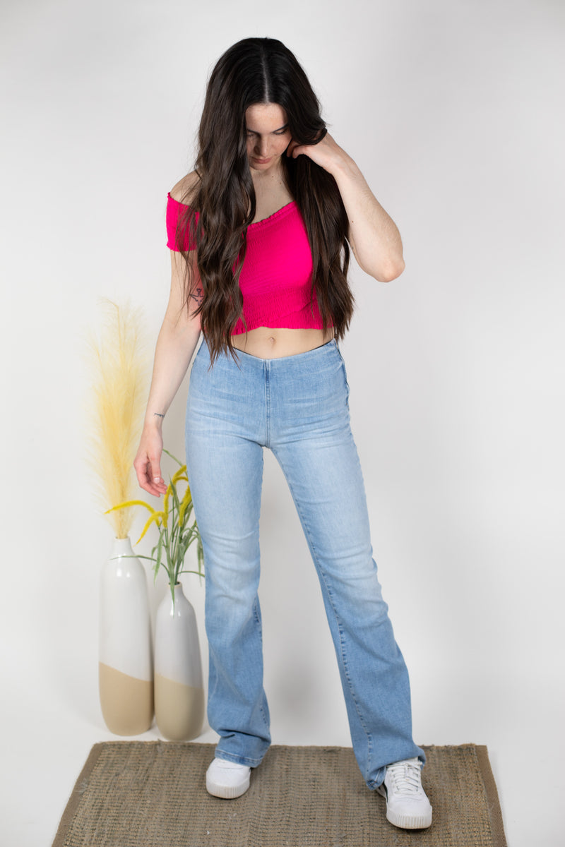 Black Orchid Fernanda High Rise Pull On Flare Jeans