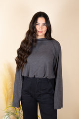 Project Social T Maxine Cozy Rib Sweater in Charcoal