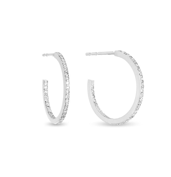 Adina Reyter Small Pave Hoops in Silver
