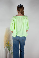 Sundry Puff Sleeve Blouse in Highlighter